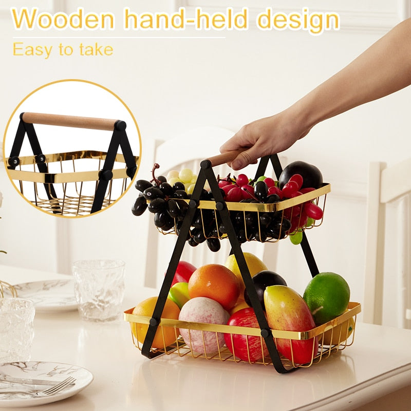 Metal Fruit Basket Kitchen Storage two tier